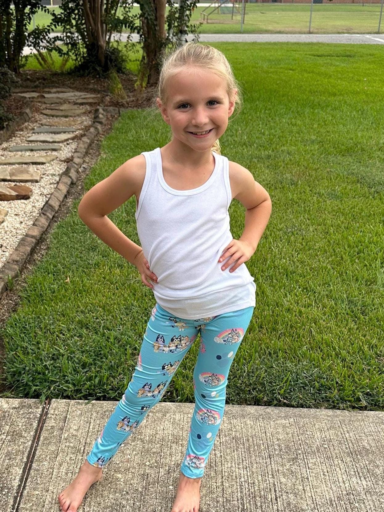 Blue Dog Rainbows Leggings