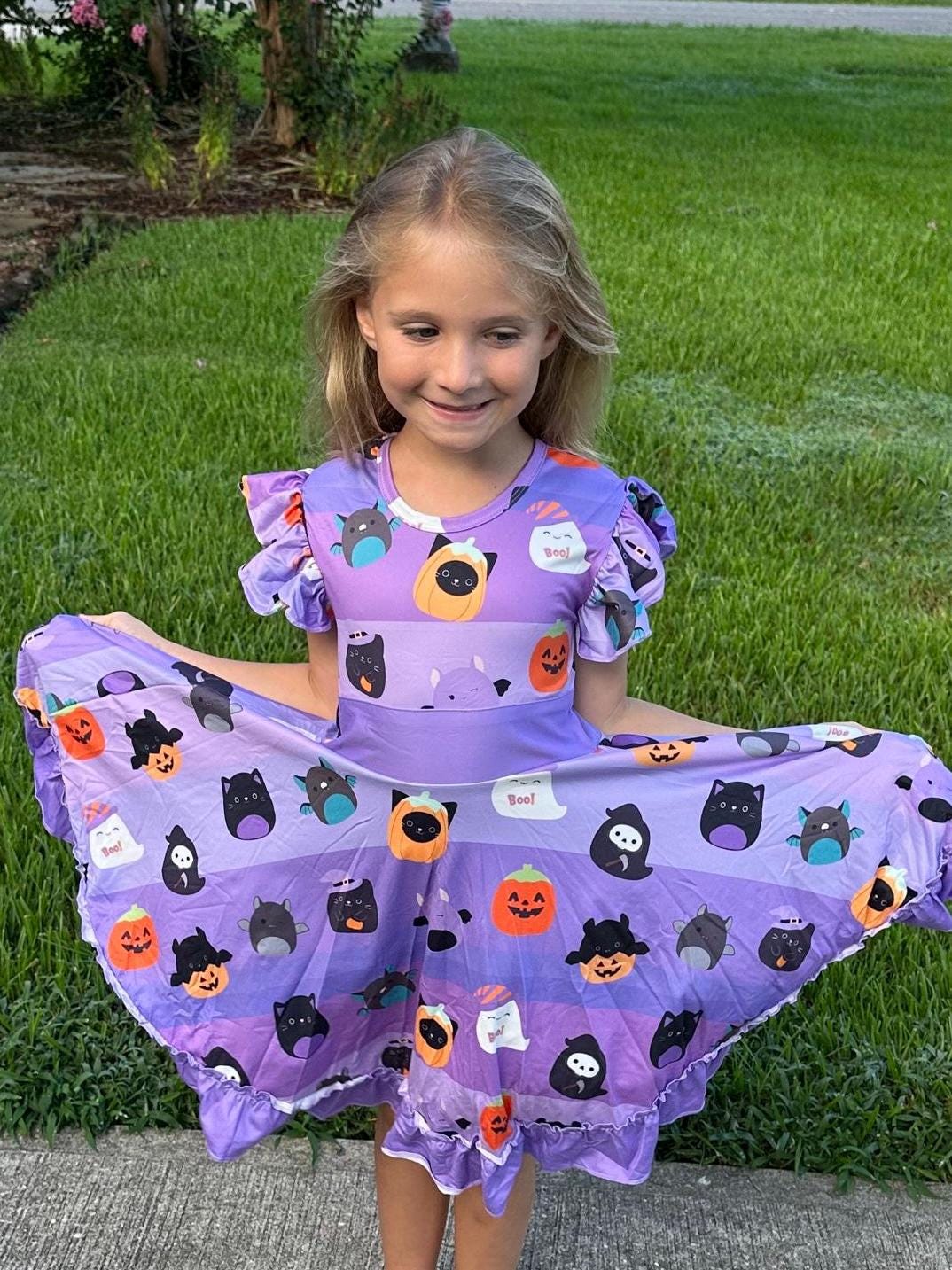 Halloween Squish Bow Back Twirl Dress