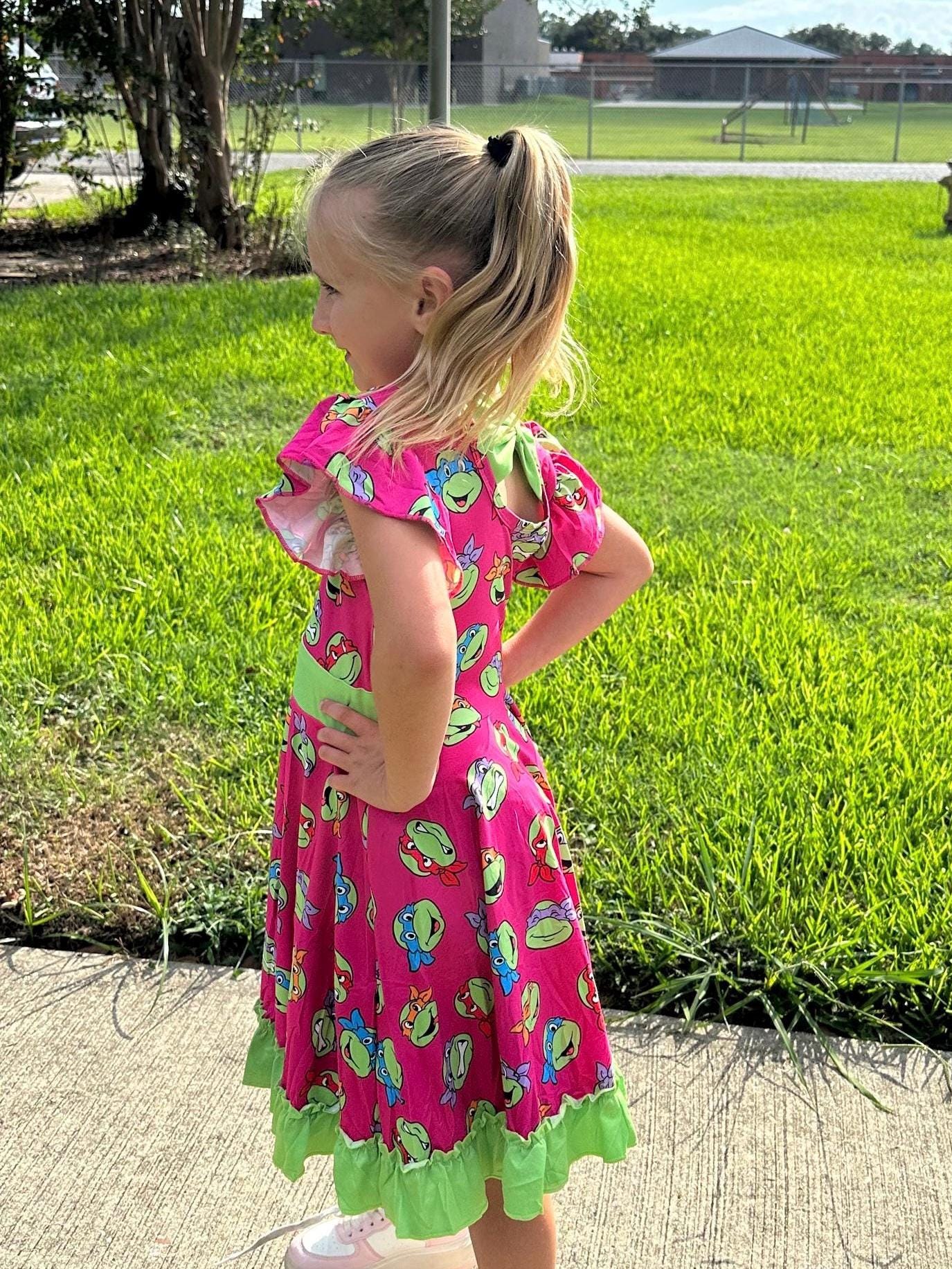 Super Turtles Bow Back Twirl Dress