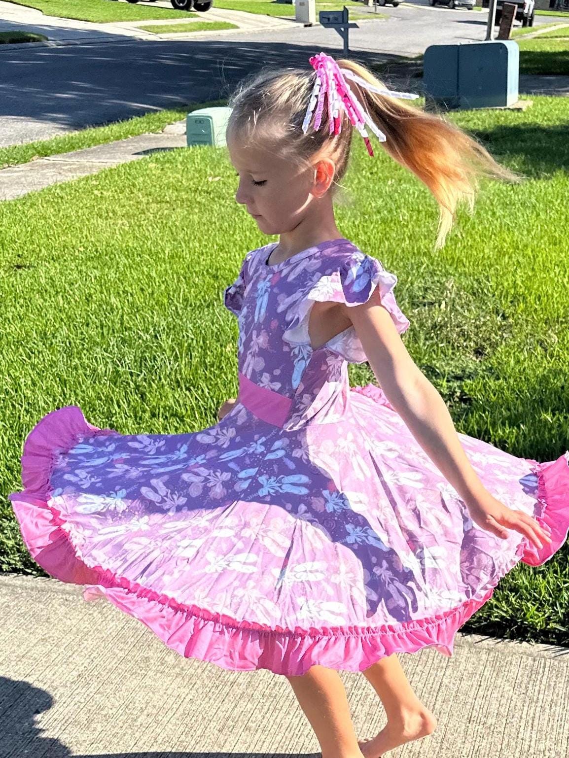 Floral Ballet Bow Back Twirl Dress