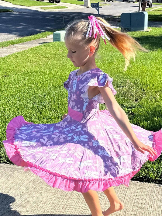 Floral Ballet Bow Back Twirl Dress