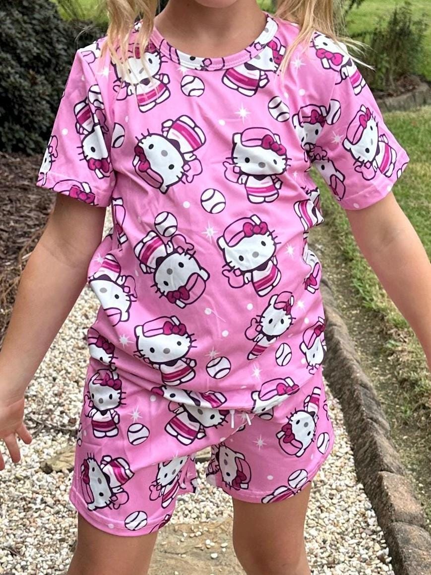 Baseball Kawaii Cat Short Set