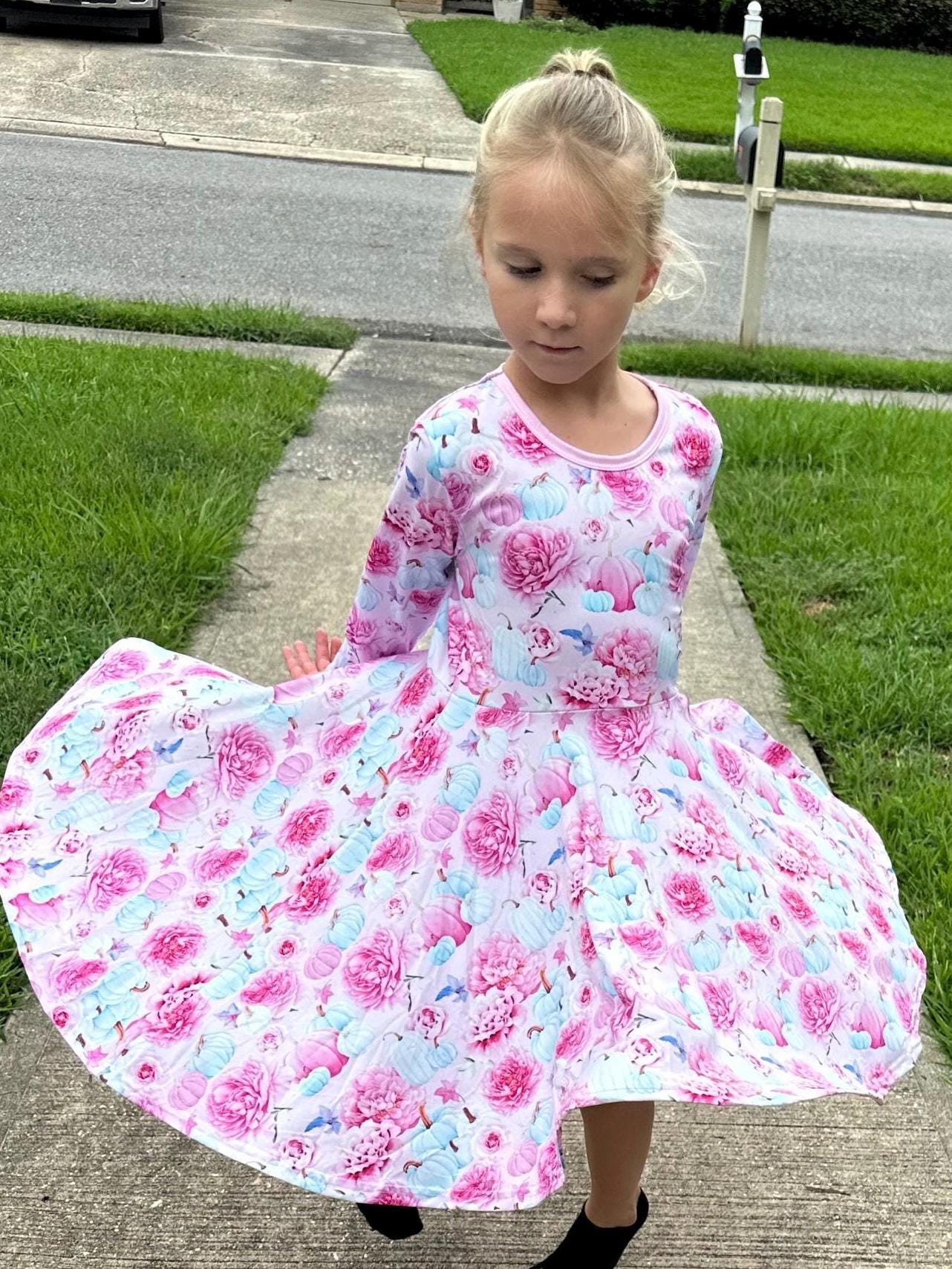 Pink Pumpkin Twirl Dress with shorts