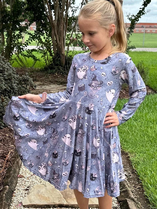 Bats, cats and Halloween fun twirl dress