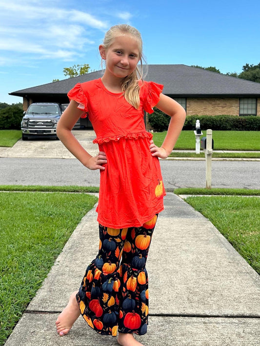 Pumpkin Bell Bottom Pants Set