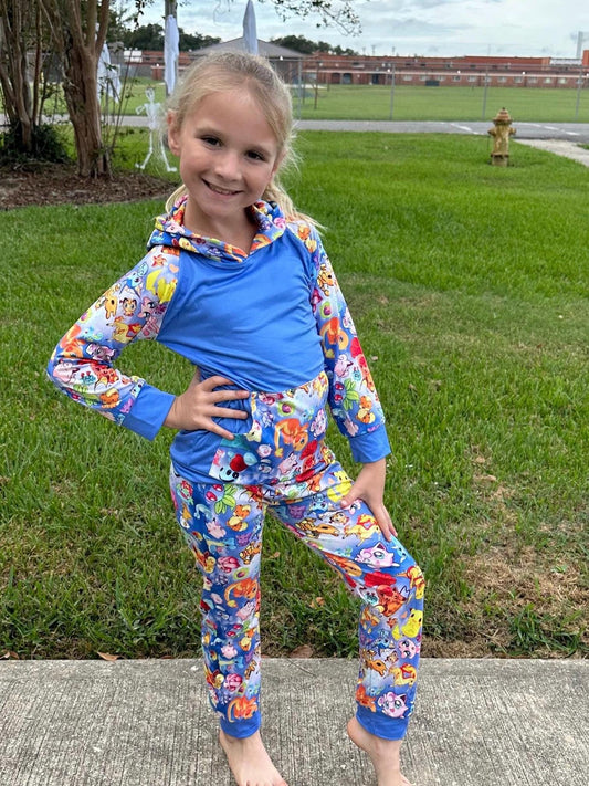 Blue Pocket Characters Jogger Set