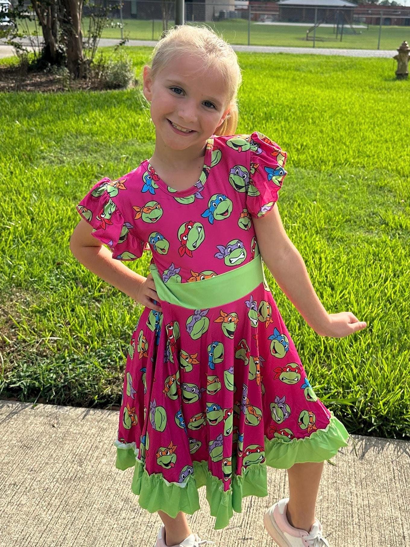 Super Turtles Bow Back Twirl Dress