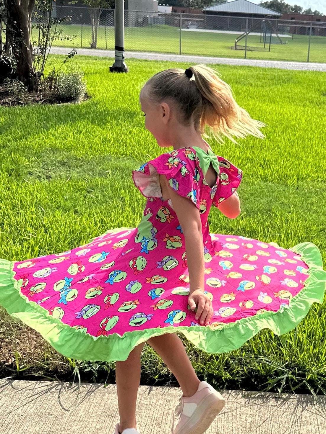 Super Turtles Bow Back Twirl Dress