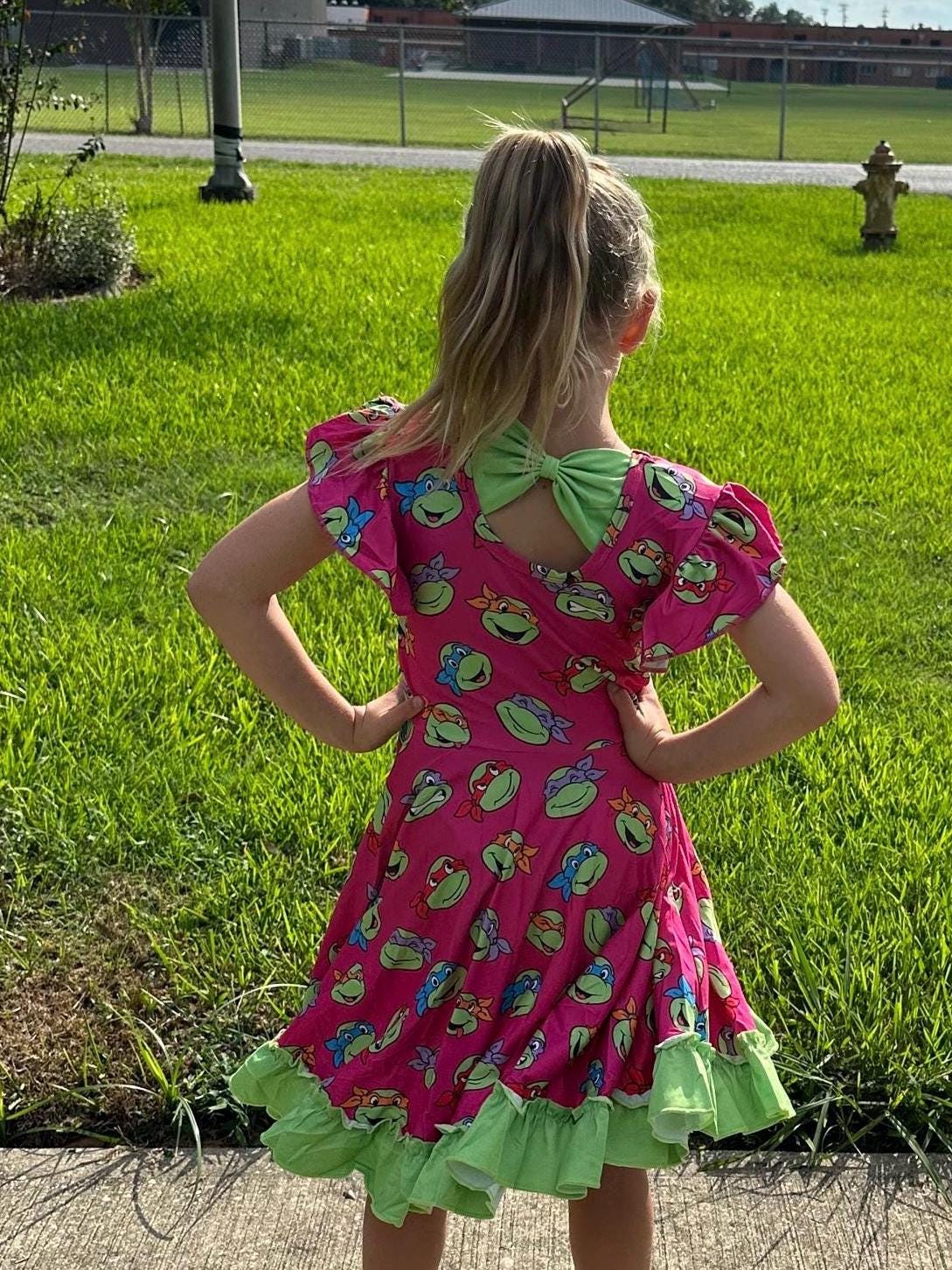 Super Turtles Bow Back Twirl Dress