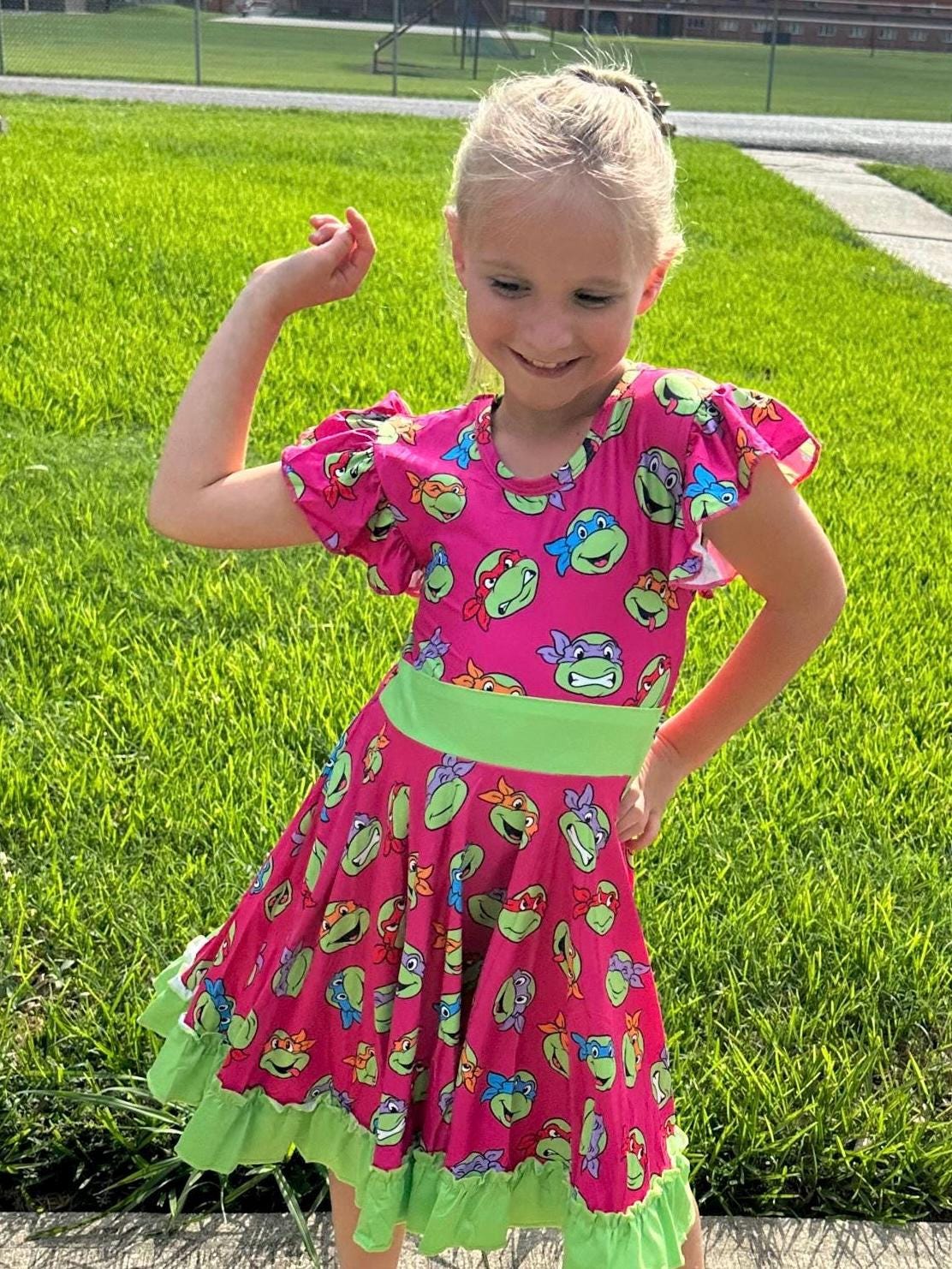 Super Turtles Bow Back Twirl Dress