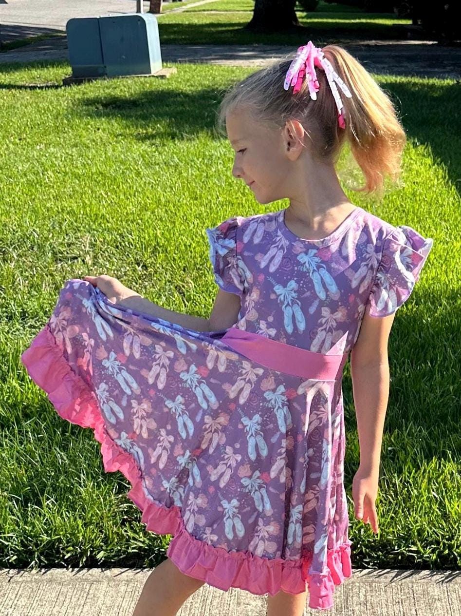 Floral Ballet Bow Back Twirl Dress