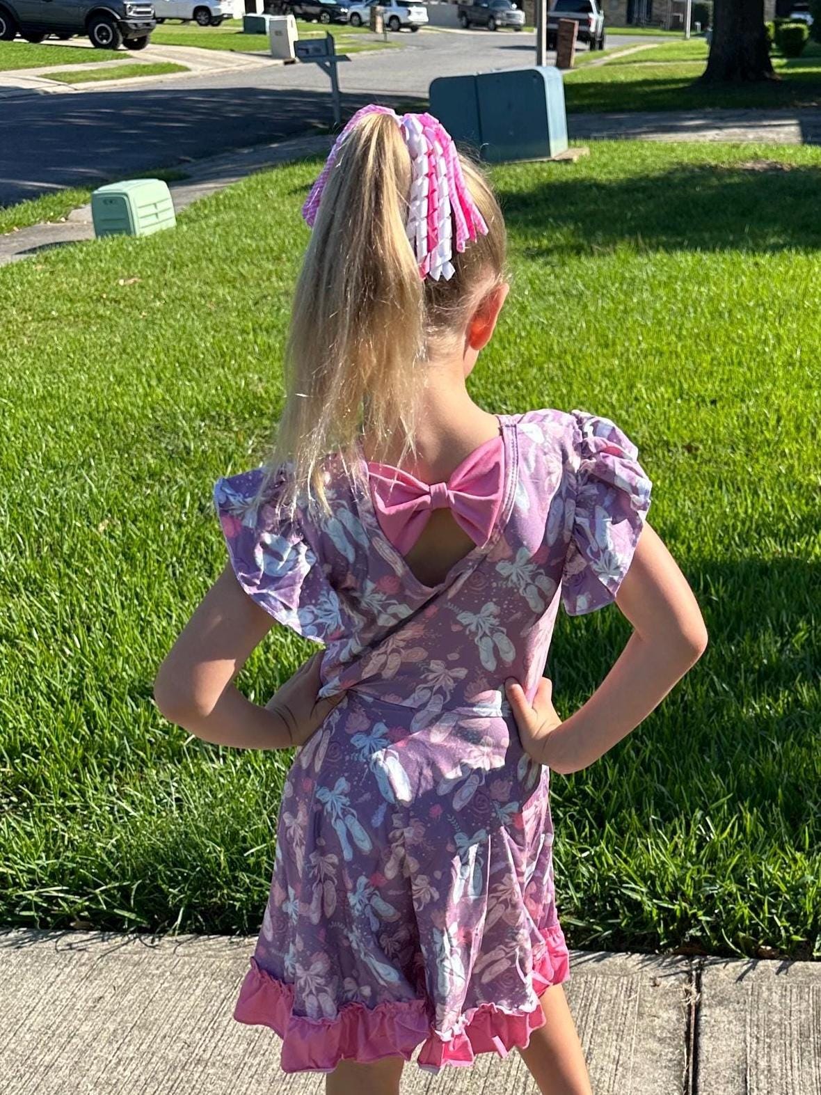 Floral Ballet Bow Back Twirl Dress