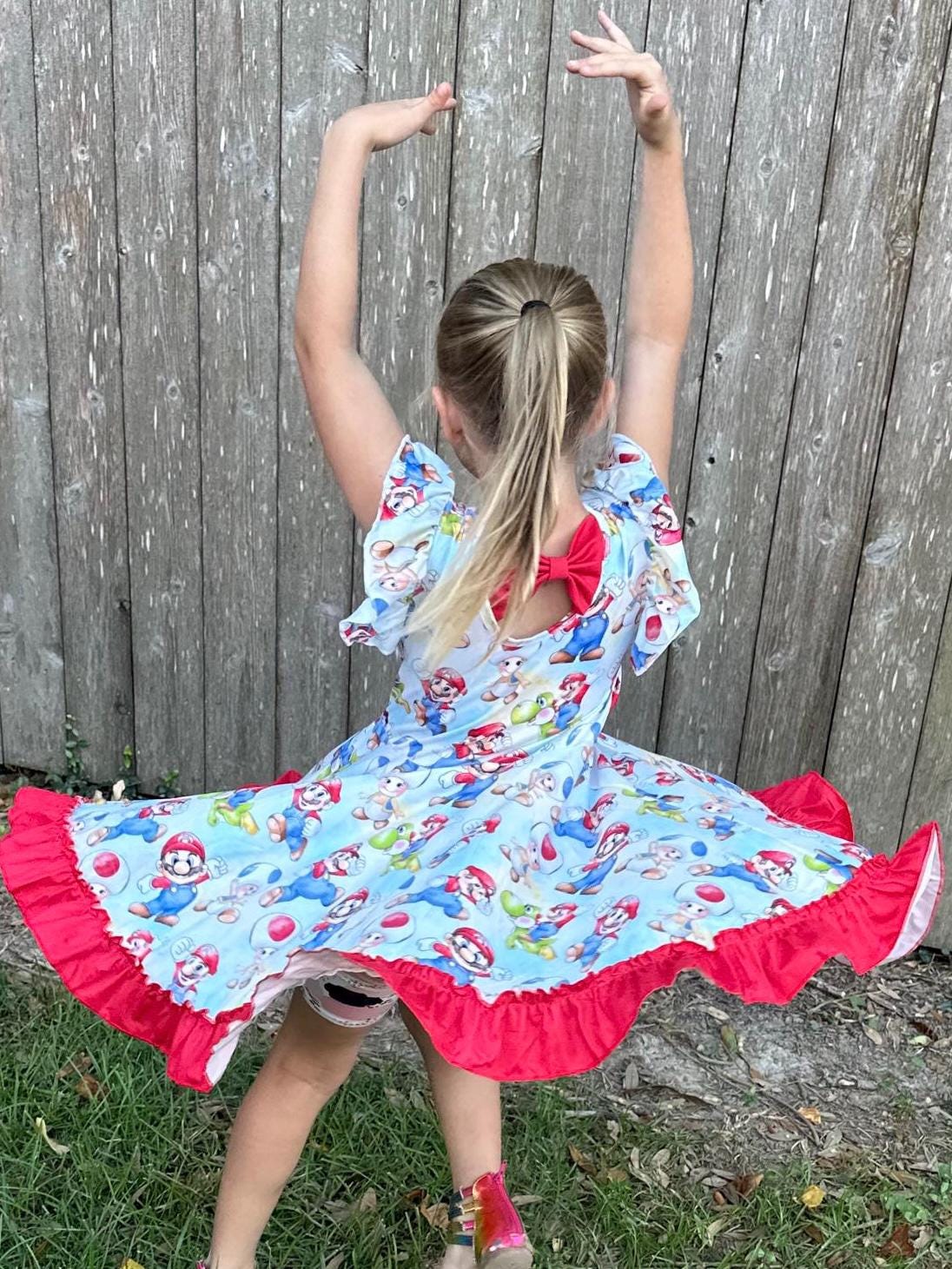 Italian Brothers Bow Back Twirl Dress