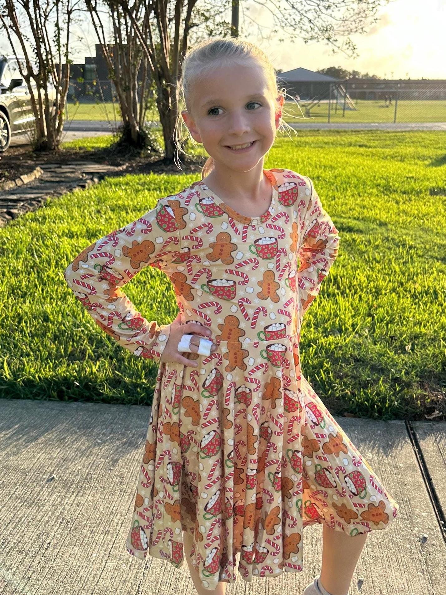 Hot Cocoa Bow Back Twirl Dress