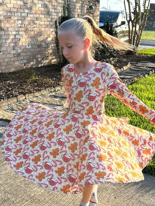 Hot Cocoa Bow Back Twirl Dress