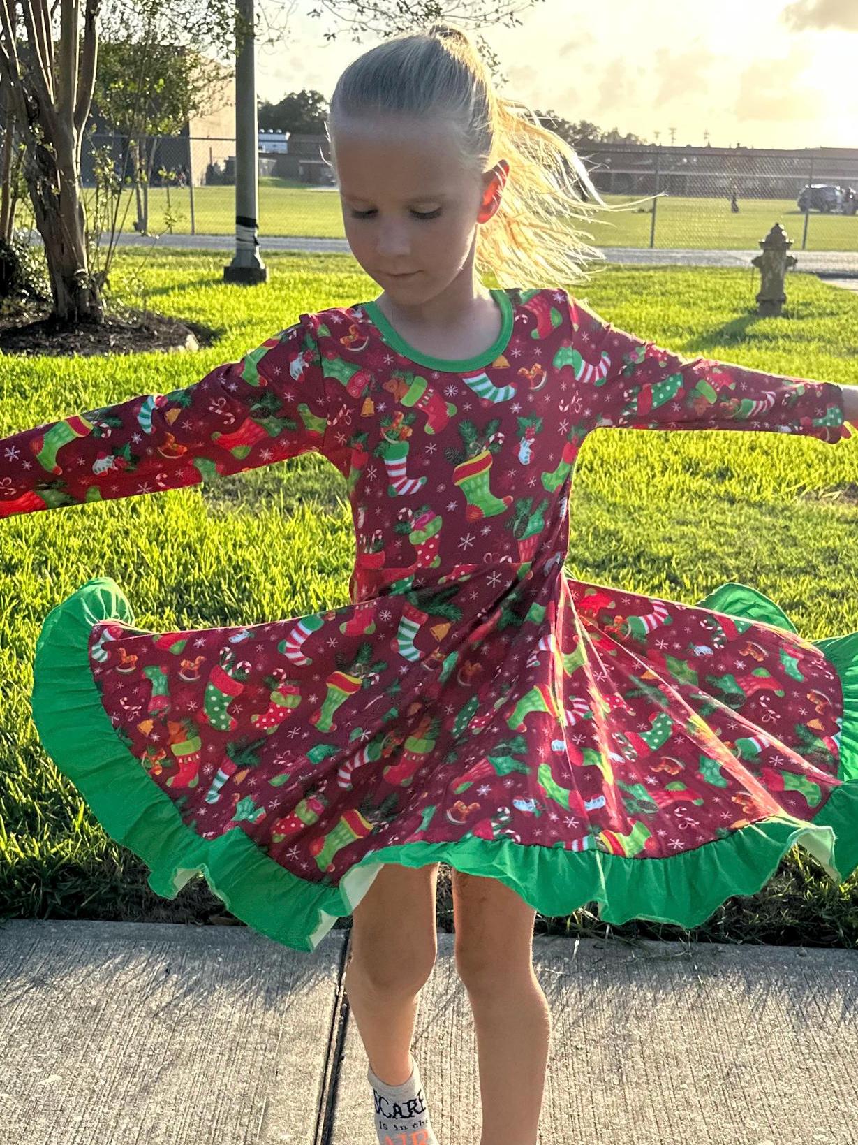 Christmas Stocking Twirl Dress