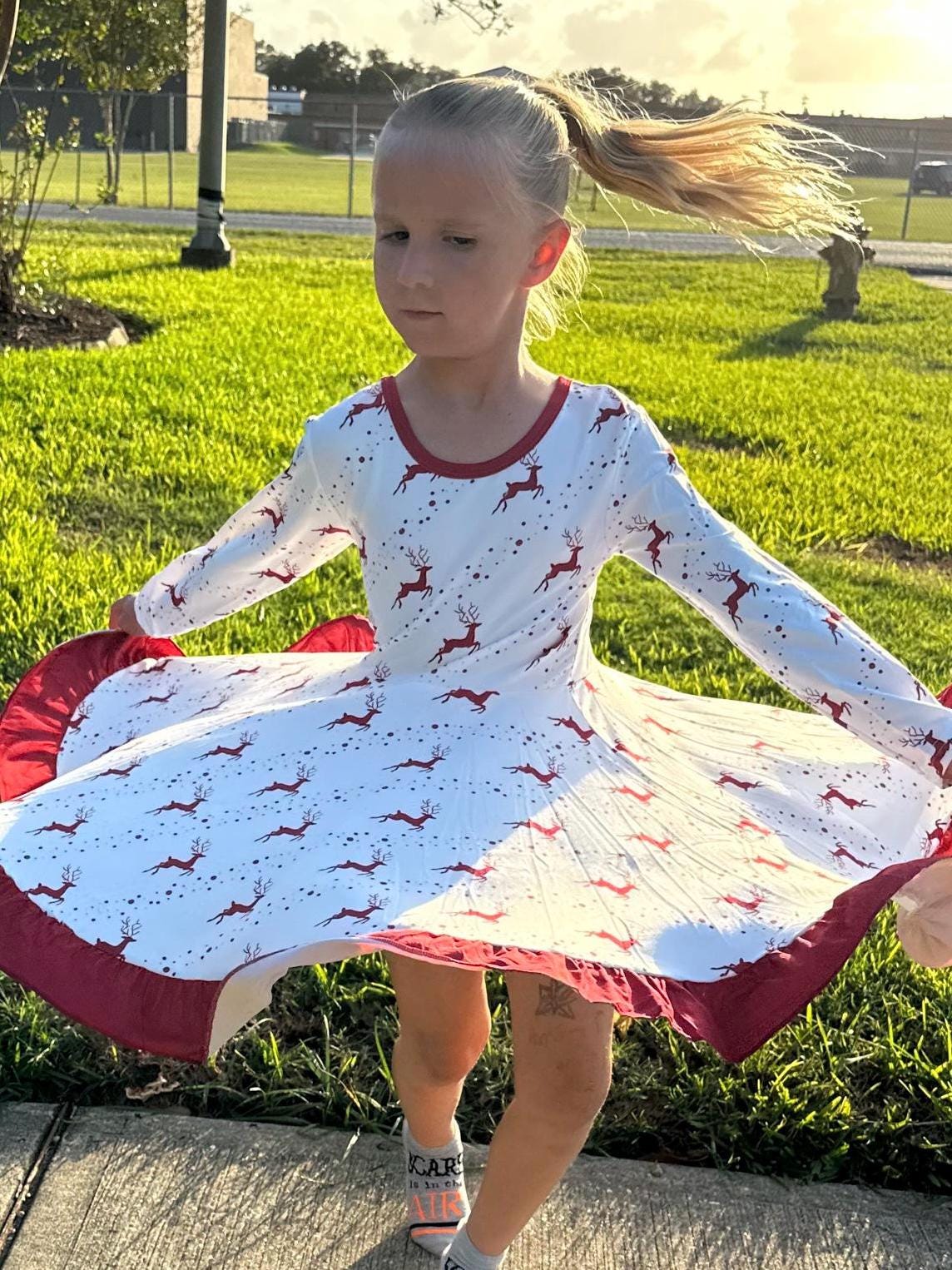 Reindeer Nights Twirl Dress