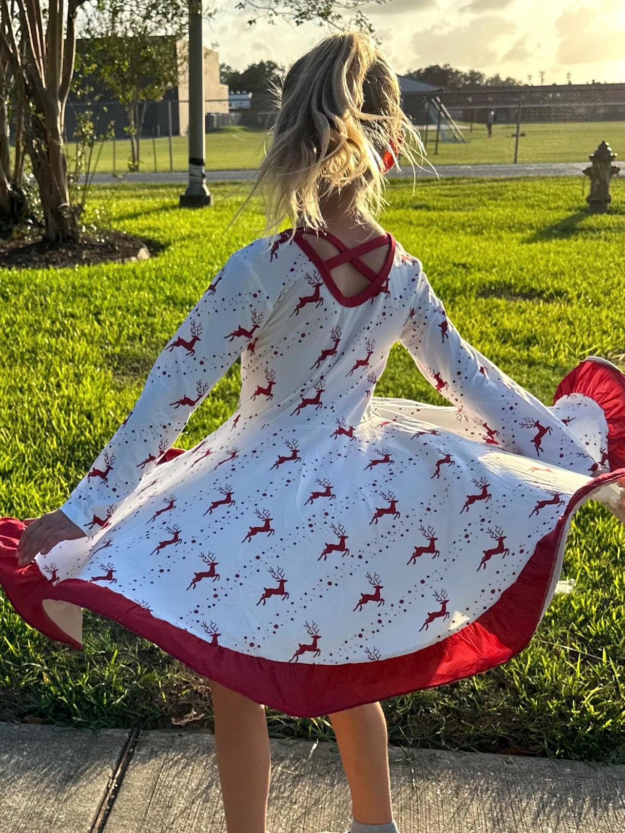 Reindeer Nights Twirl Dress