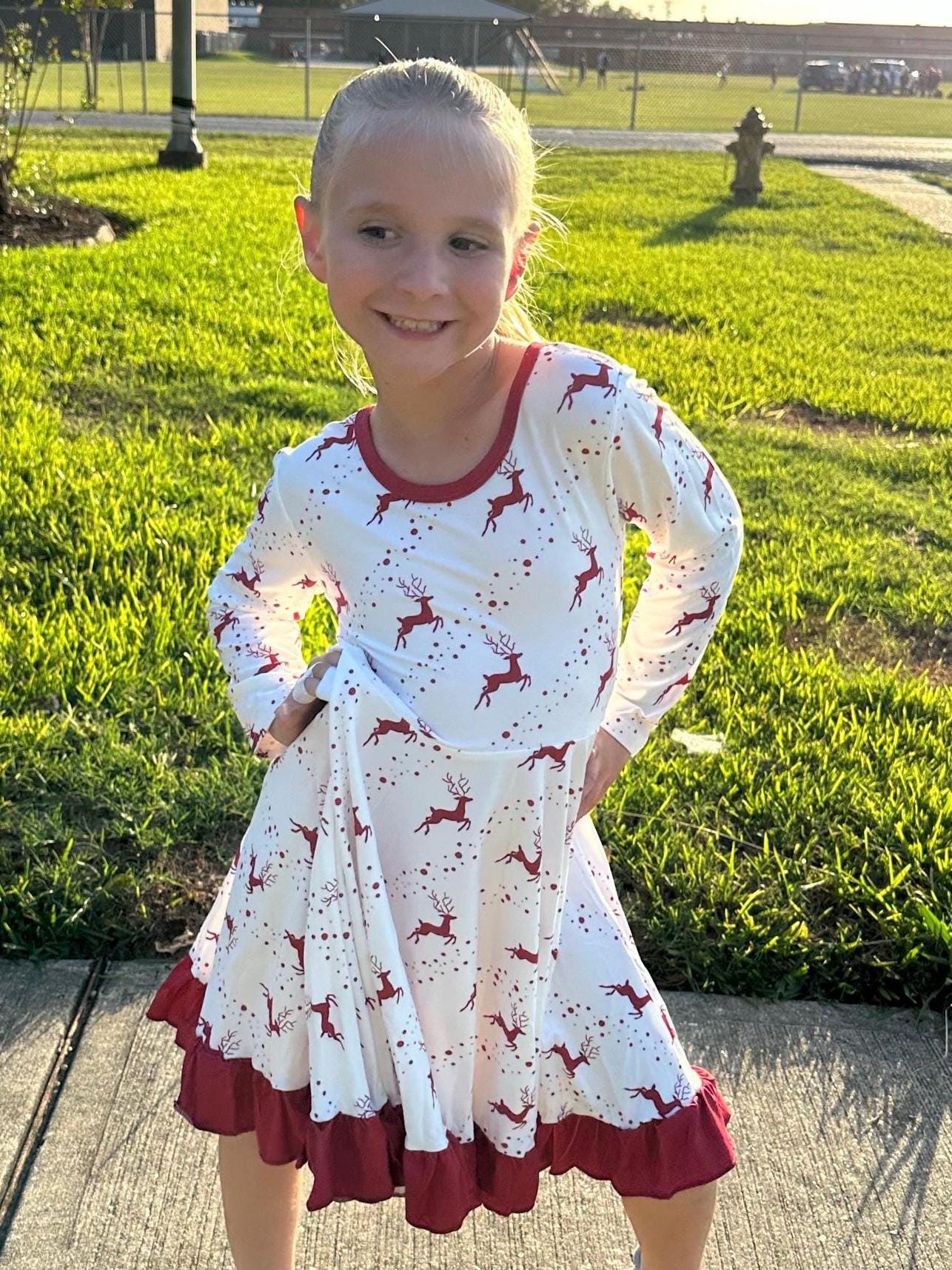 Reindeer Nights Twirl Dress