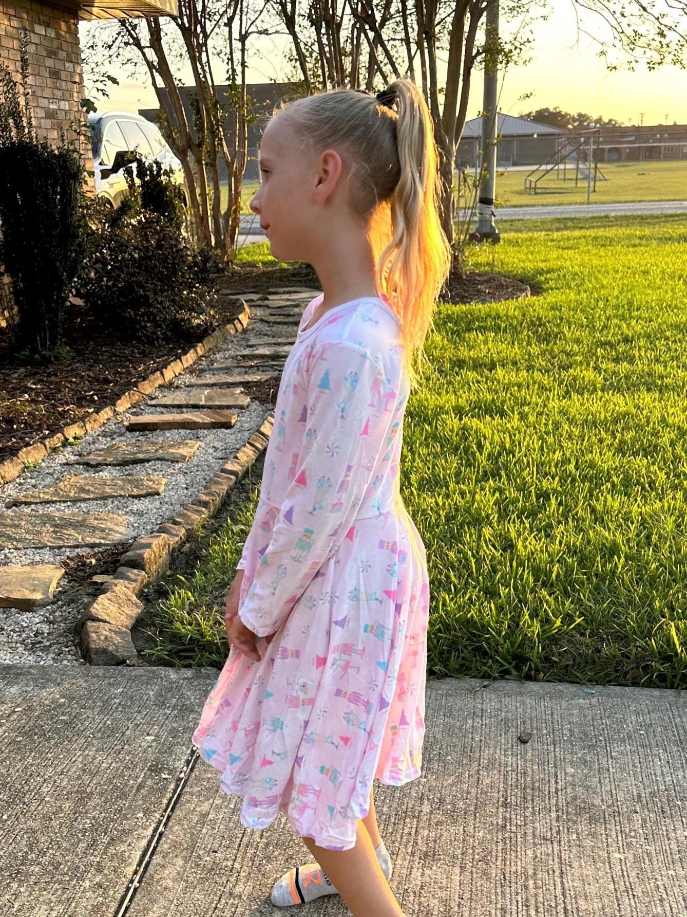 Pink Nutcracker Bow Back Twirl Dress