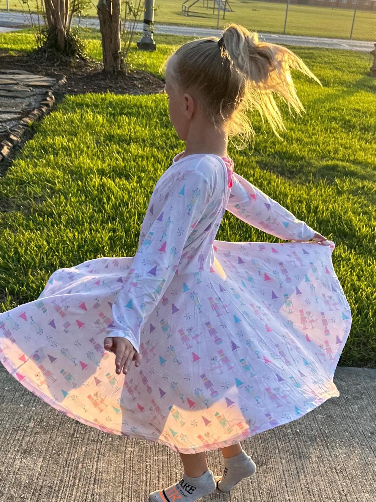 Pink Nutcracker Bow Back Twirl Dress