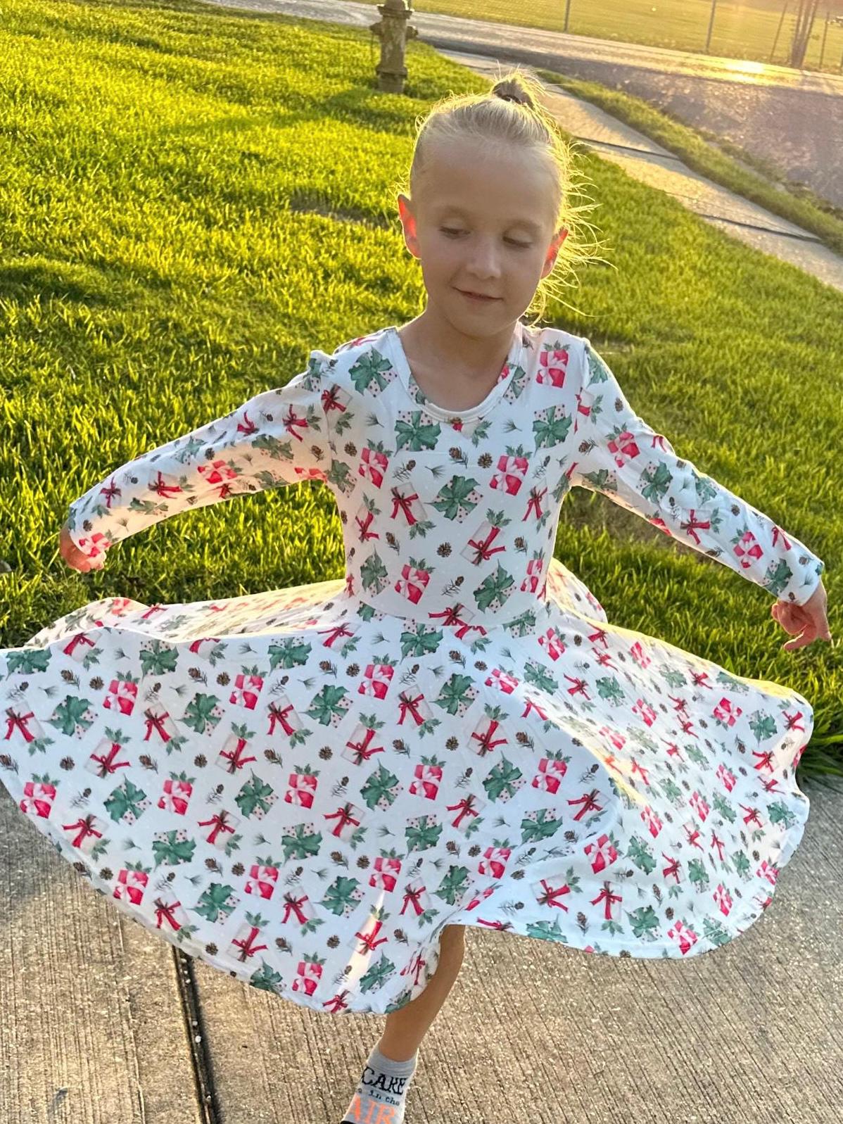 Christmas Presents Bow Back Twirl Dress