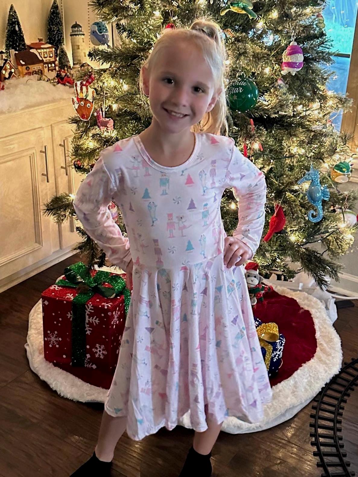 Pink Nutcracker Bow Back Twirl Dress