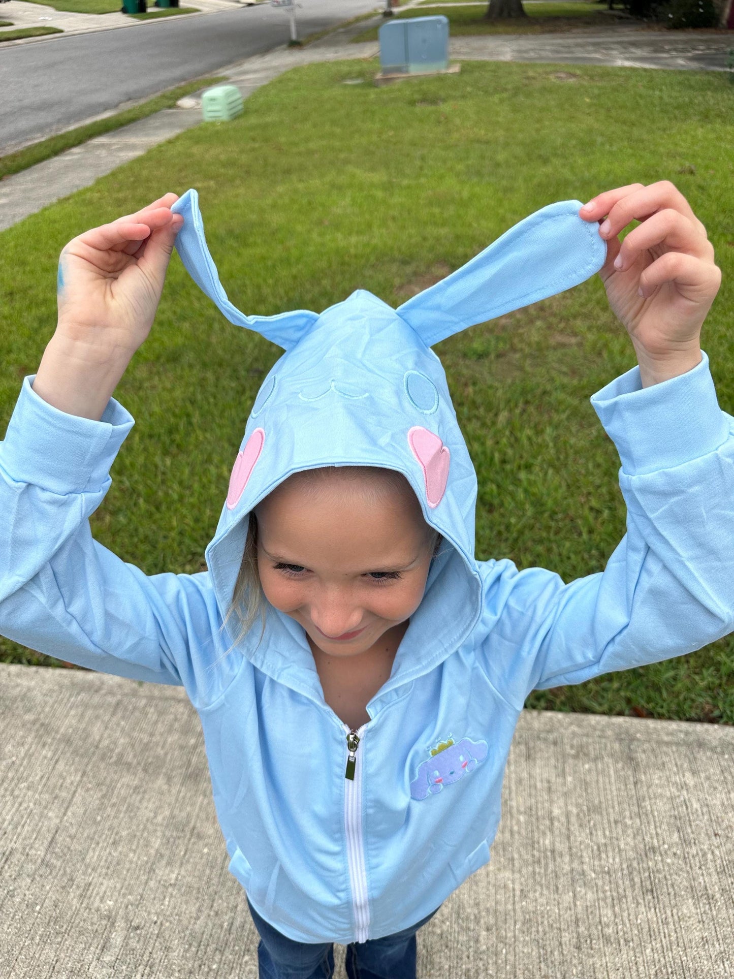 kawaii puppy zip up eared hoodie