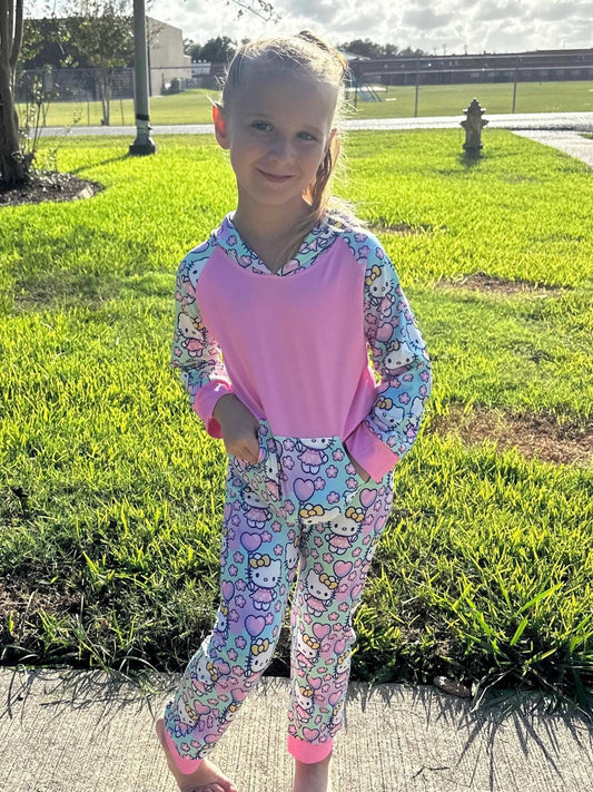 Kawaii Cat and hearts Jogger Set