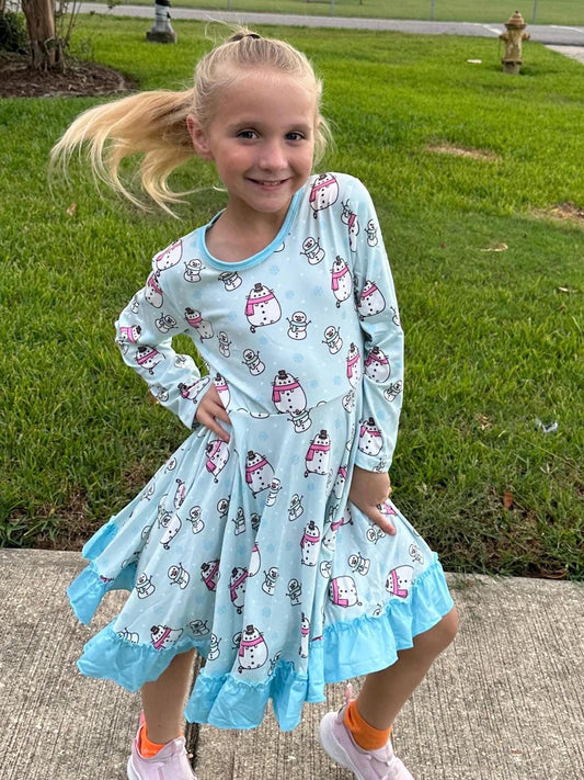 Winter Fat Cats Twirl Dress