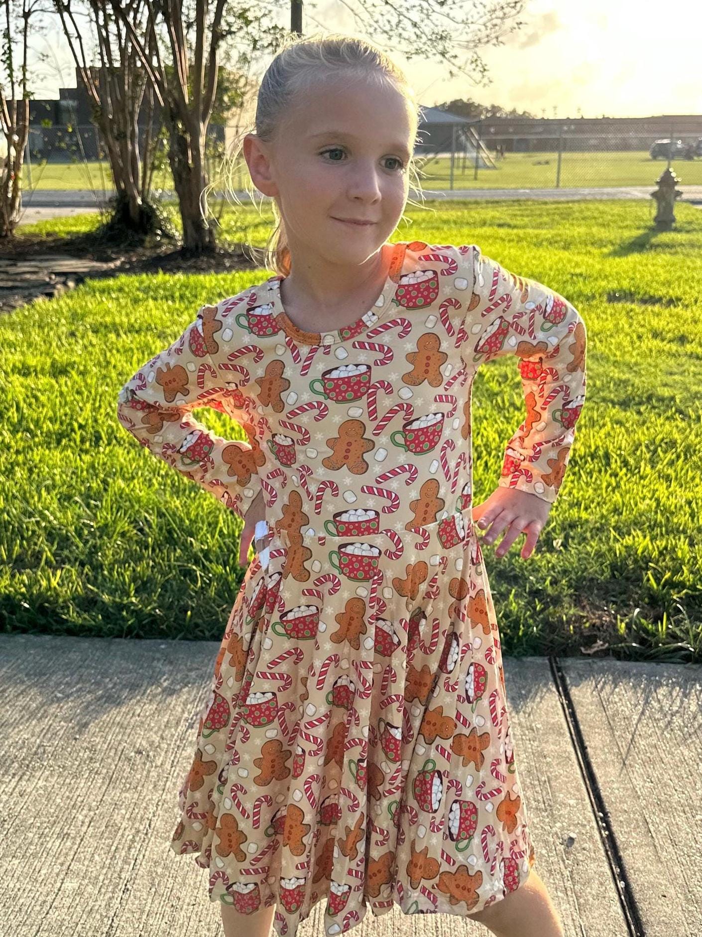 Hot Cocoa Bow Back Twirl Dress