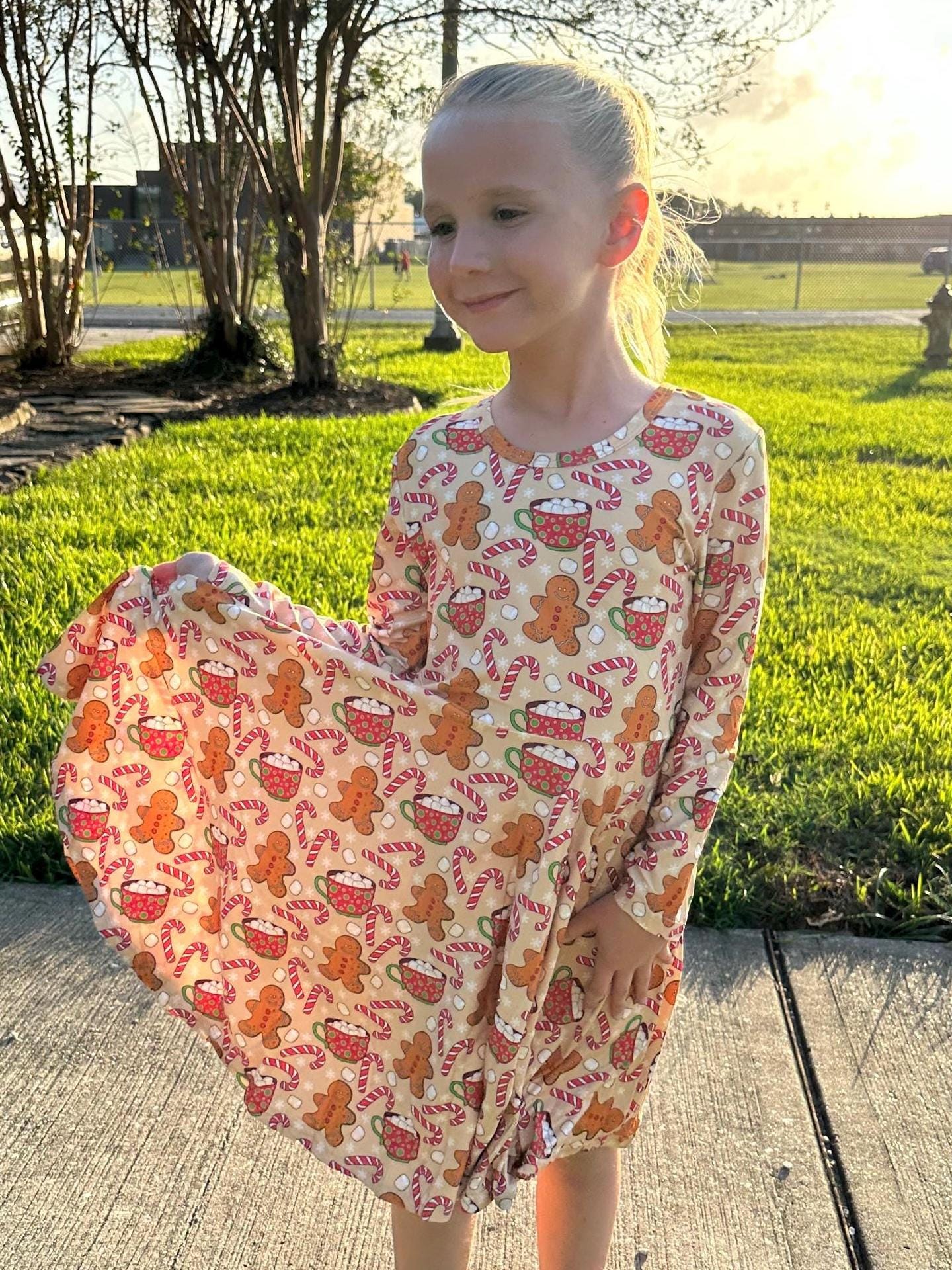 Hot Cocoa Bow Back Twirl Dress