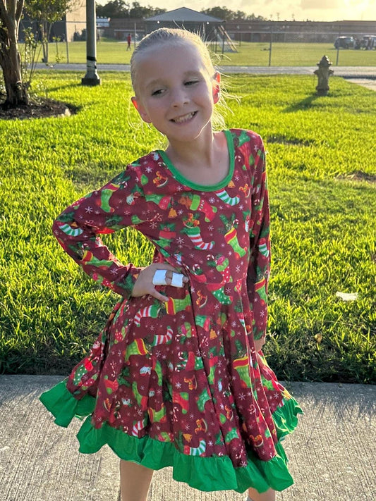 Christmas Stocking Twirl Dress