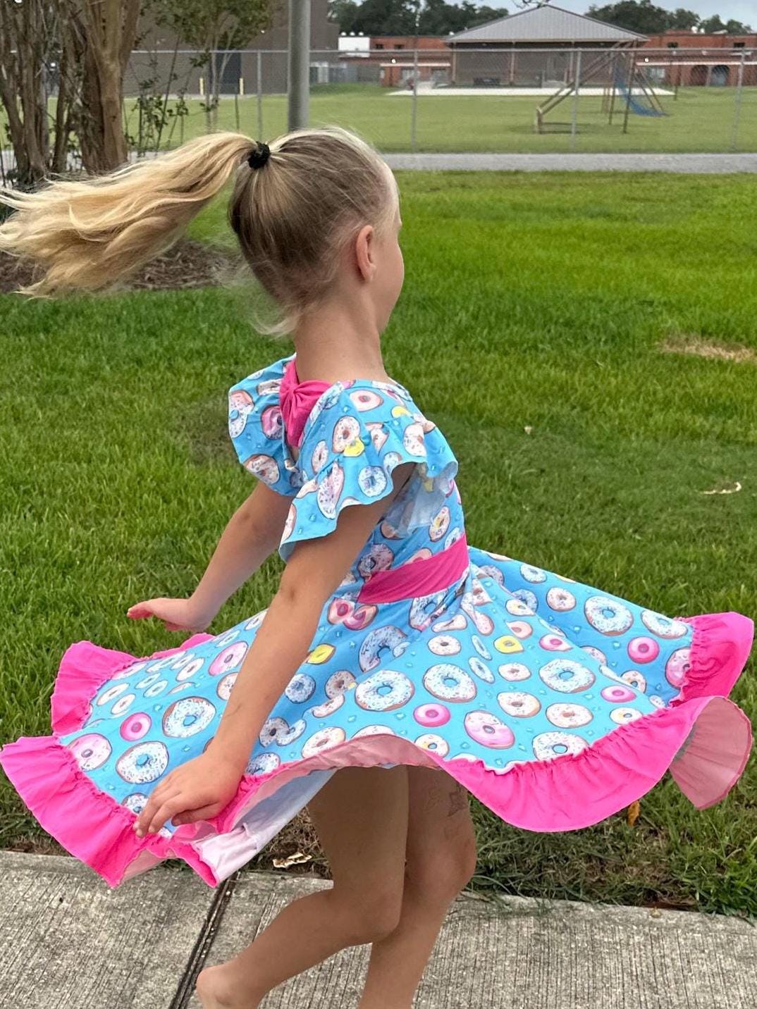 Donut Bow Back Twirl Dress