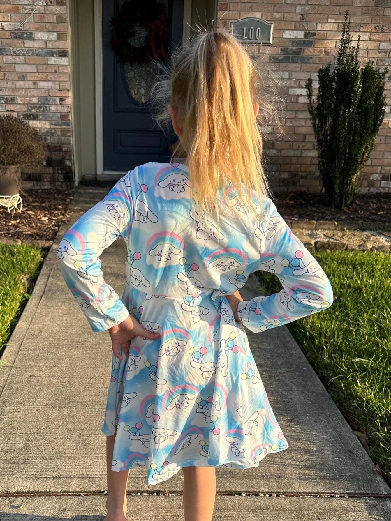 Kawaii Puppy Long Sleeve Twirl Dress