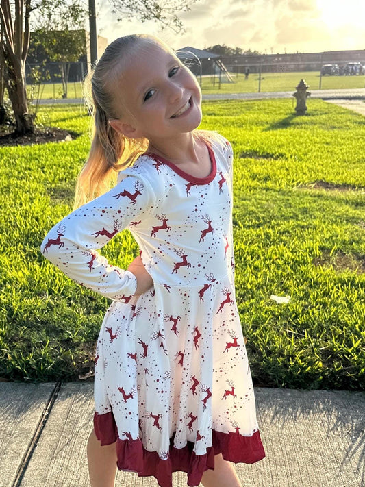 Reindeer Nights Twirl Dress
