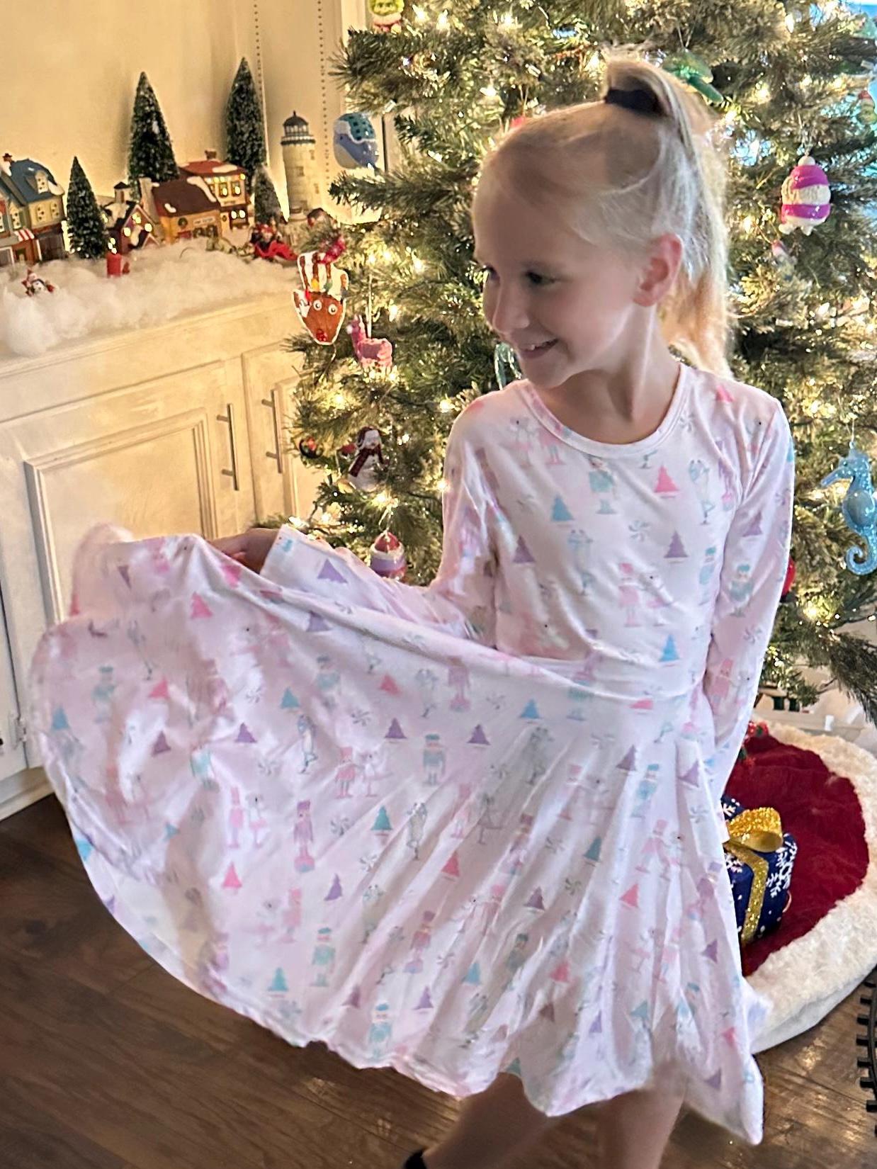 Pink Nutcracker Bow Back Twirl Dress