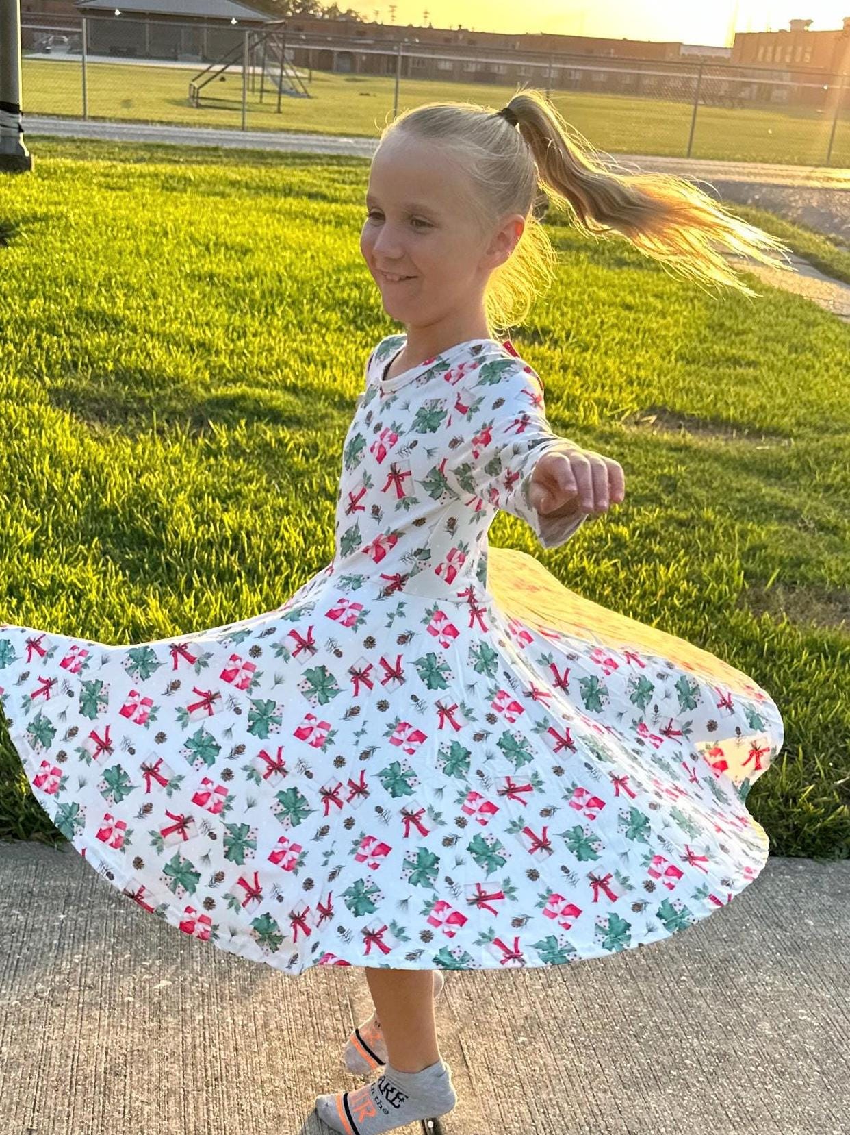 Christmas Presents Bow Back Twirl Dress