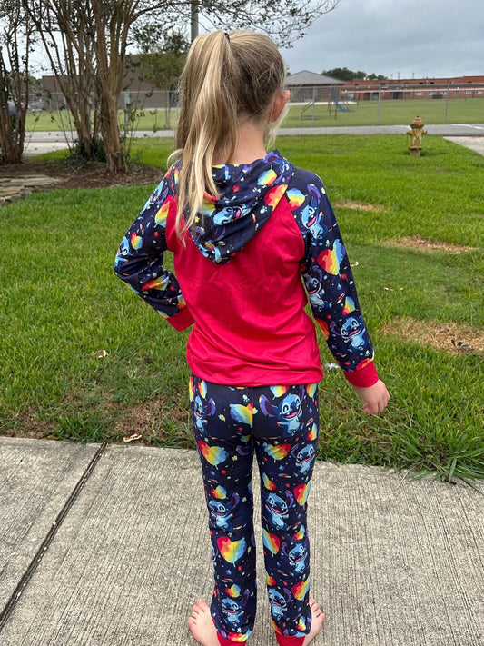 Rainbow Heart and Stitch jogger set
