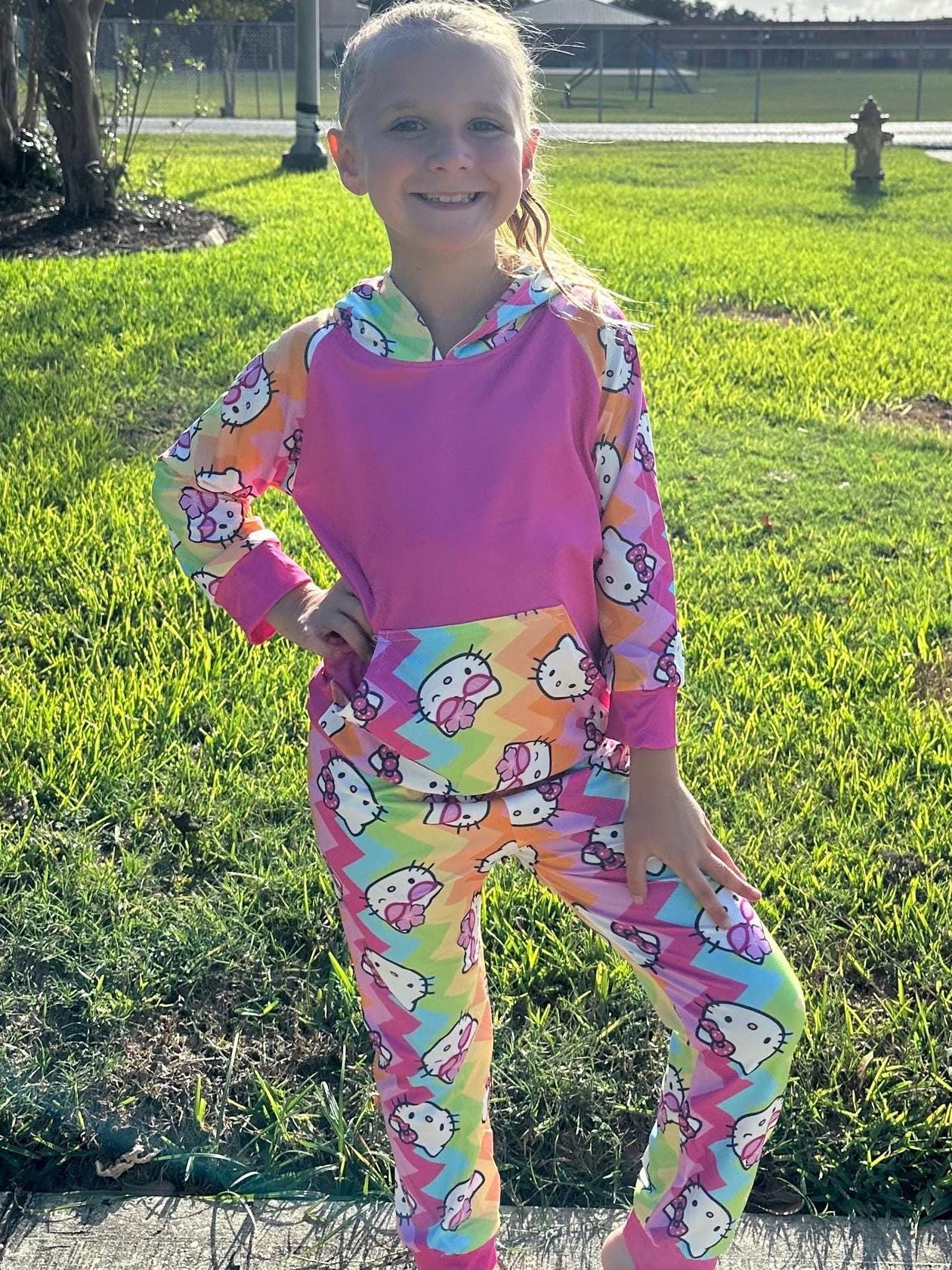 Rainbow Kawaii Cat Jogger Set
