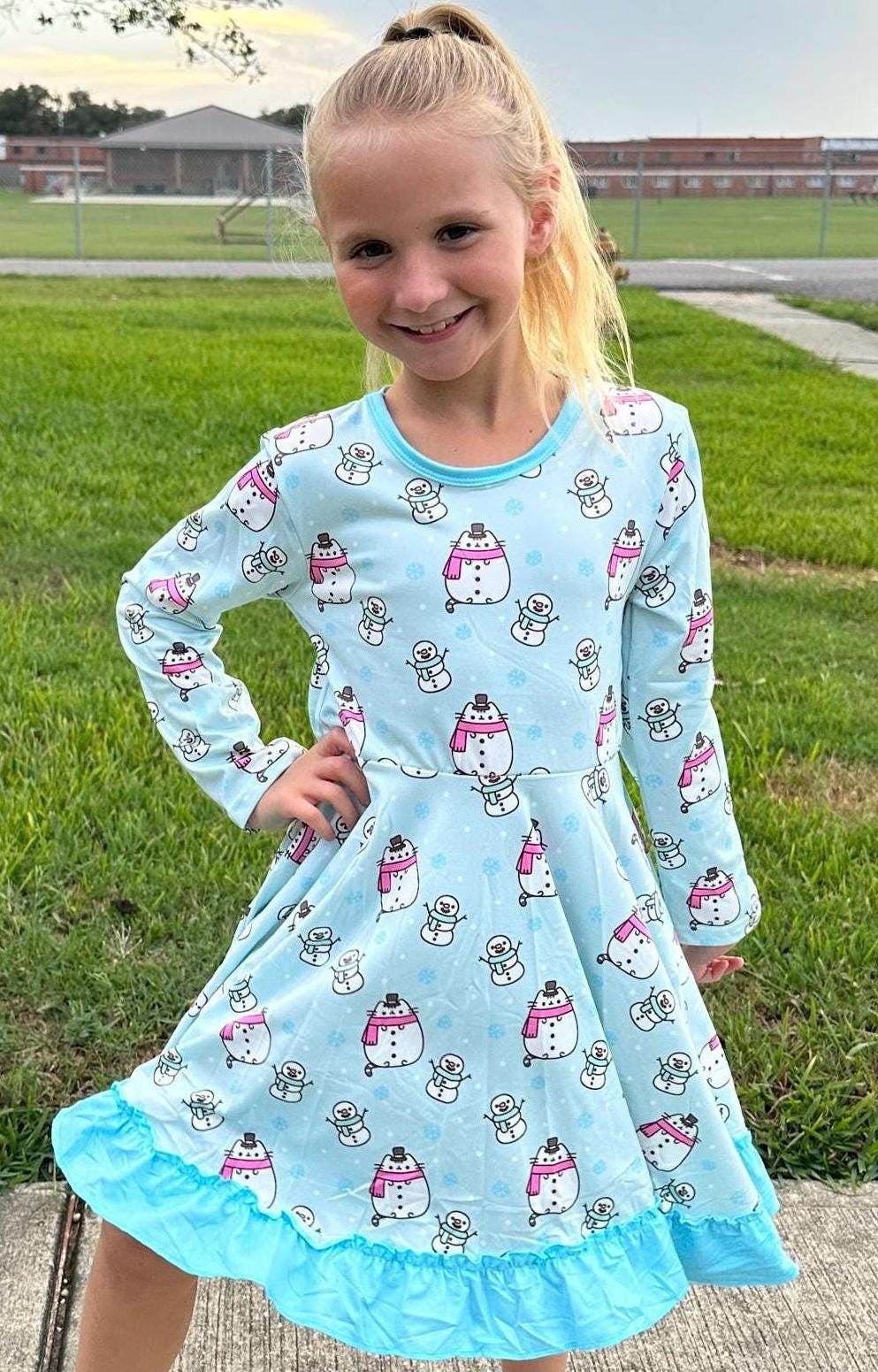 Winter Fat Cats Twirl Dress