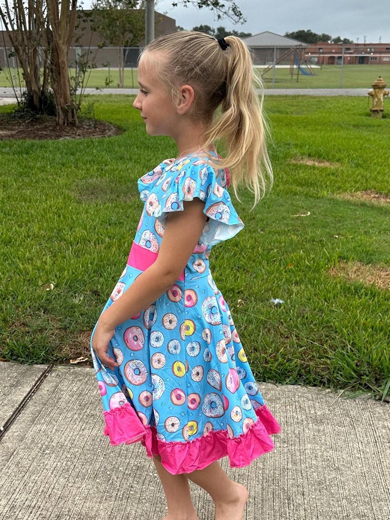 Donut Bow Back Twirl Dress