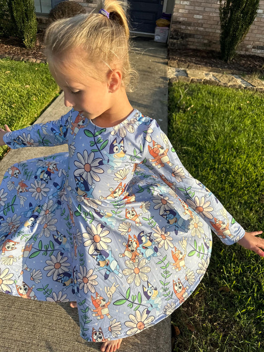 Blue Dog and Daisys long sleeve twirl dress