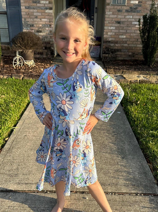 Blue Dog and Daisys long sleeve twirl dress
