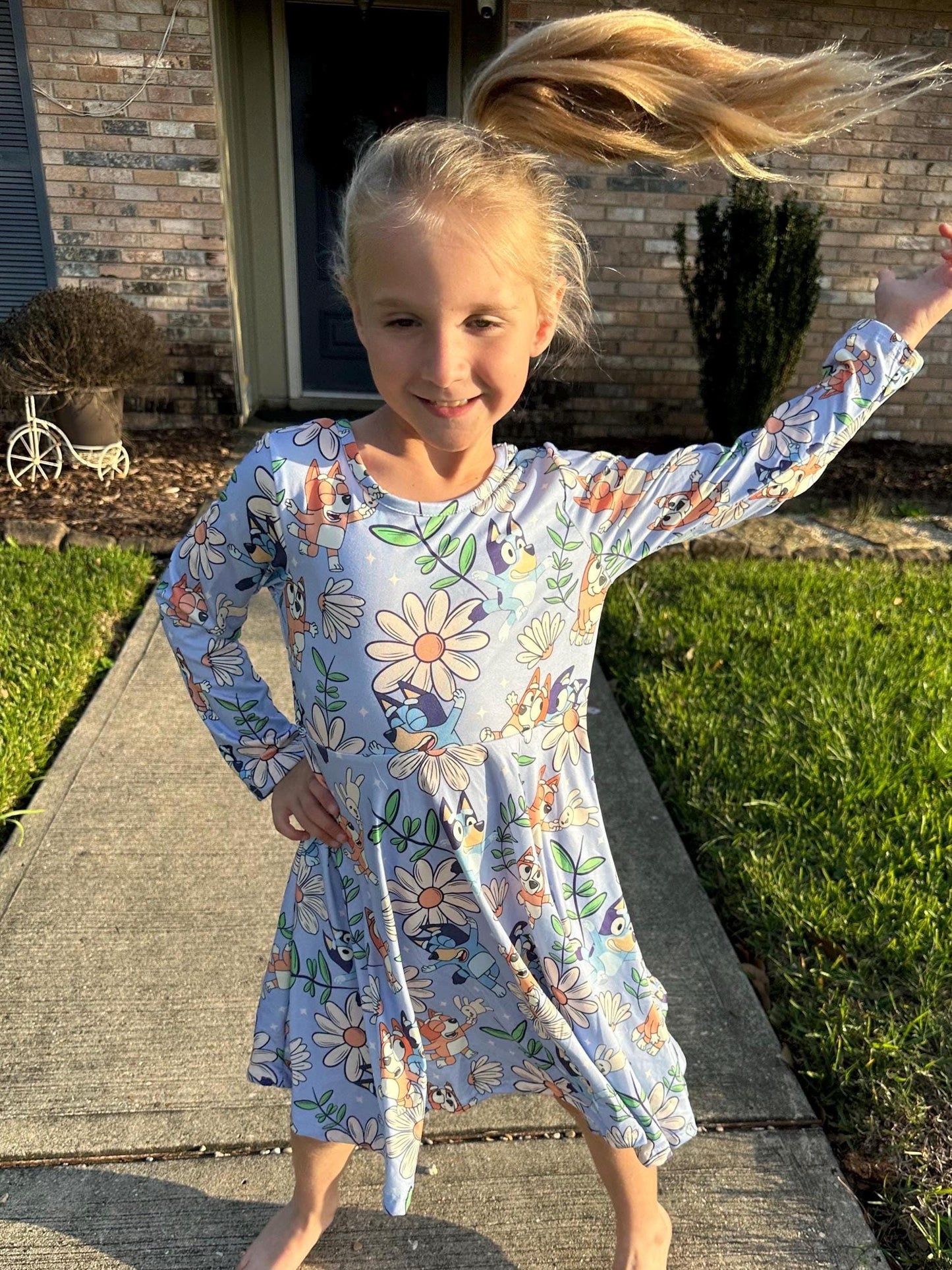 Blue Dog and Daisys long sleeve twirl dress
