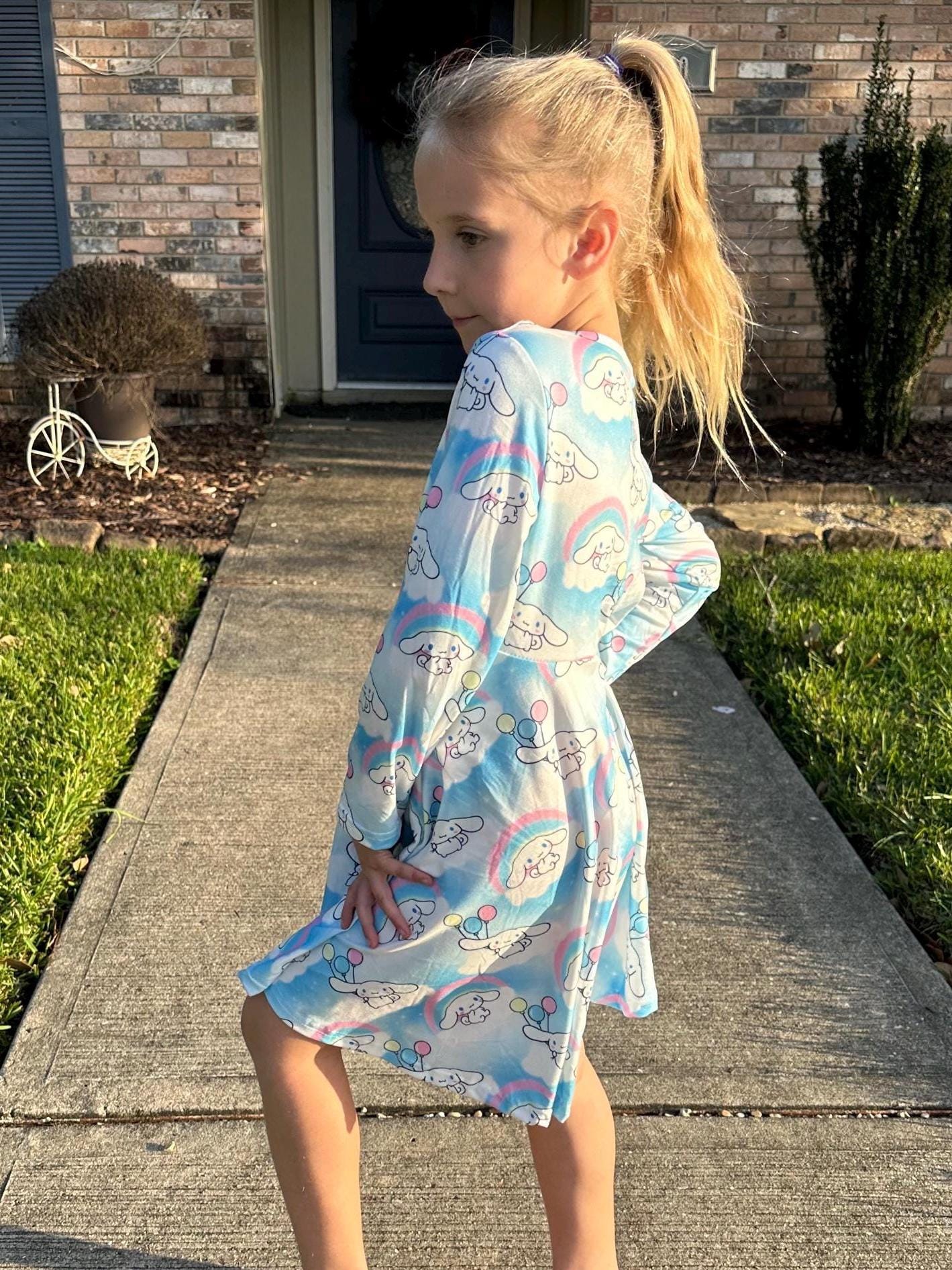 Kawaii Puppy Long Sleeve Twirl Dress