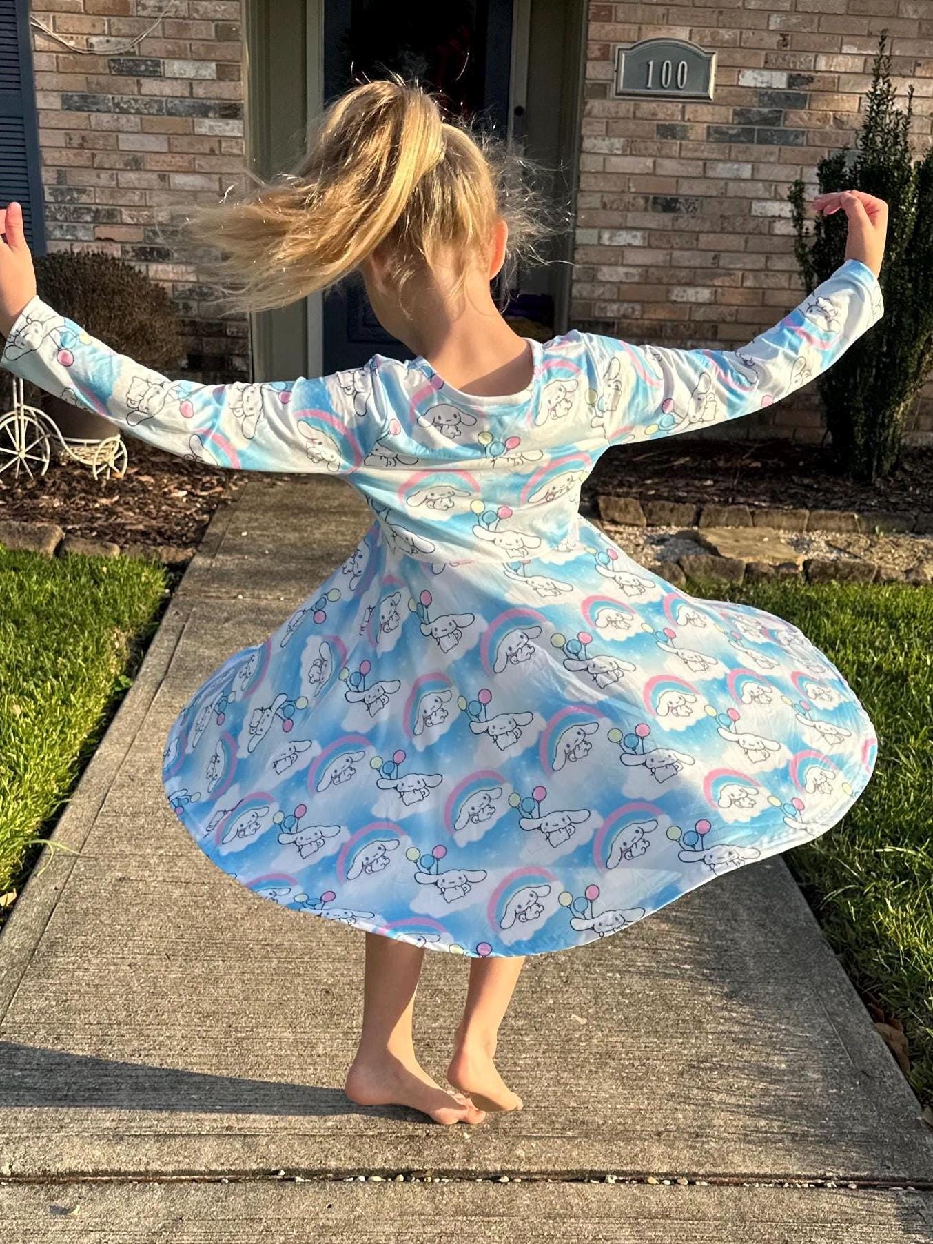 Kawaii Puppy Long Sleeve Twirl Dress