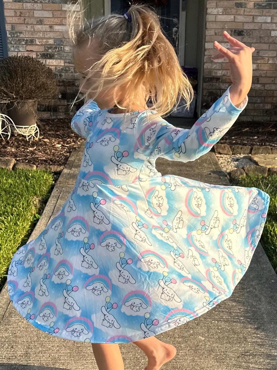 Kawaii Puppy Long Sleeve Twirl Dress