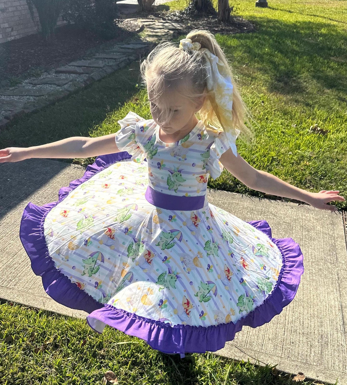 Mardi Gras Bow Back Twirl Dress