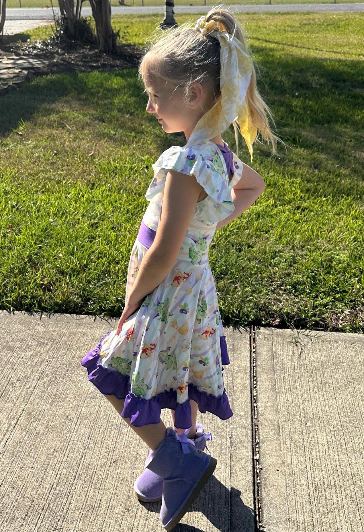 Mardi Gras Bow Back Twirl Dress